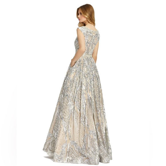 V-NECK EMBELLISHED A LINE GOWN - Picture 3 of 3